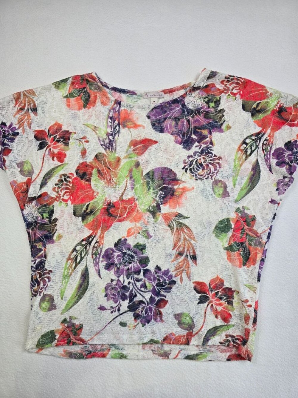 Dressbarn Medium Floral Print Short Sleeve Top